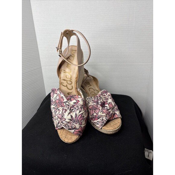 SAM EDELMAN Aubrey Floral Espadrille Ankle Strap Open Toe Sandals Shoes Size 9.5 - Picture 11 of 12